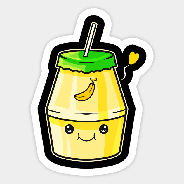I Love Banana Milk Milk Shake And Banana Sticker by SinBle